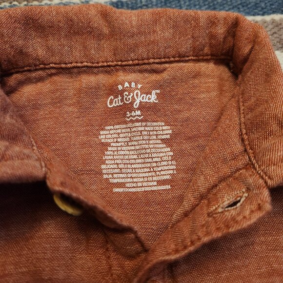 🌻5/$25🌻Cat & Jack orange/tan bear romper - Picture 2 of 3